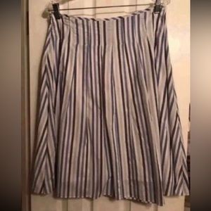 DKNY Striped Pleated Midi Skirt Size 8